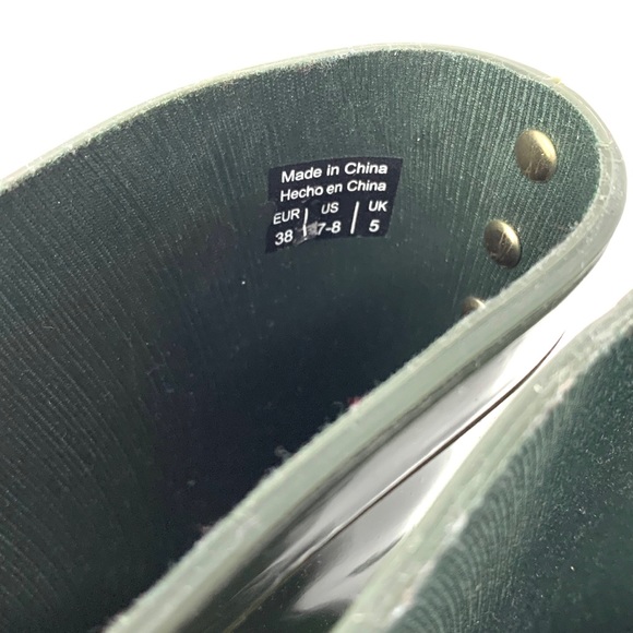 Aldo Hunter Green Rain Boots Gold Studded Size 7/8 - Picture 8 of 8